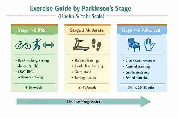 Exercise by Parkinson's Stage